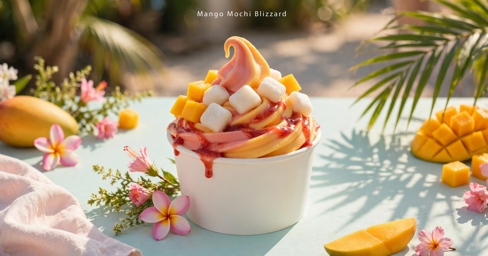 Dairy Queen Strawberry Mango Mochi Blizzard cup with mango mochi pieces and strawberry topping, Canada
