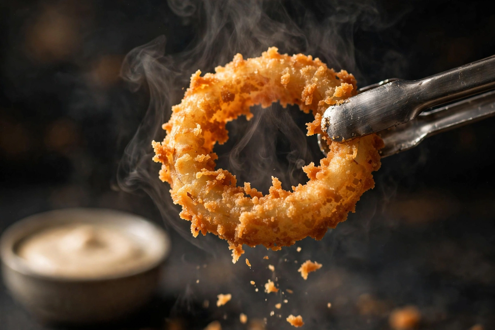 crispy onion rings close-up