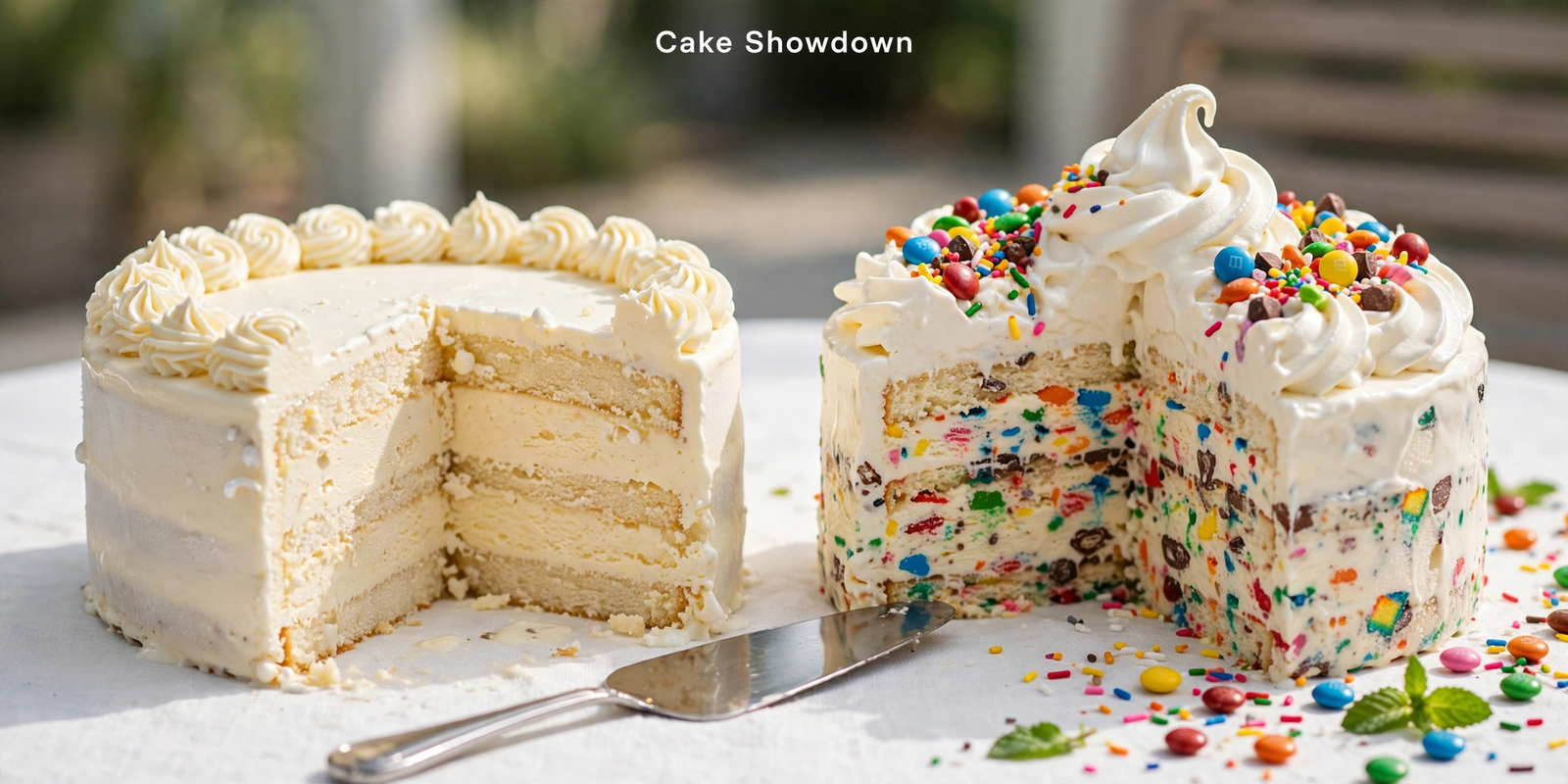Blizzard cake next to classic DQ ice cream cake